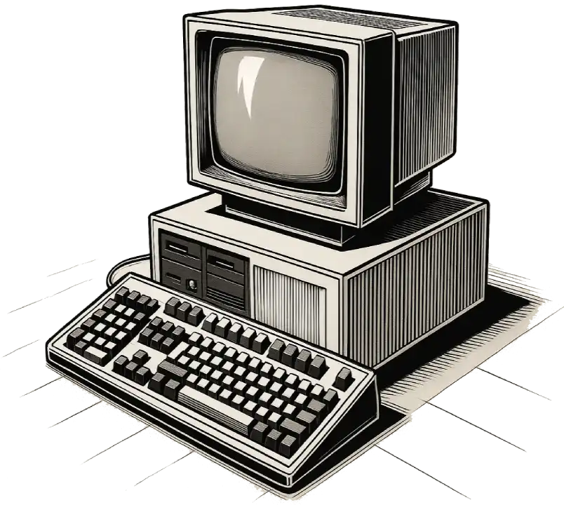 Retro illustration of a desktop computer